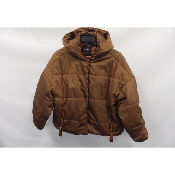 MAJE GUELI Cropped Brown Hooded Puffer - Picture 5 of 16